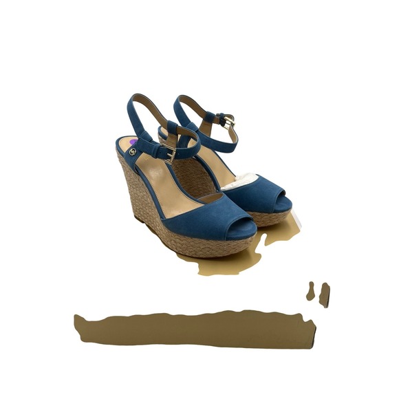 Michael Kors Shoes - Michael Kors Blue Suede Espadrille Wedge Sandals Womens 8.5M New In Box G664SP